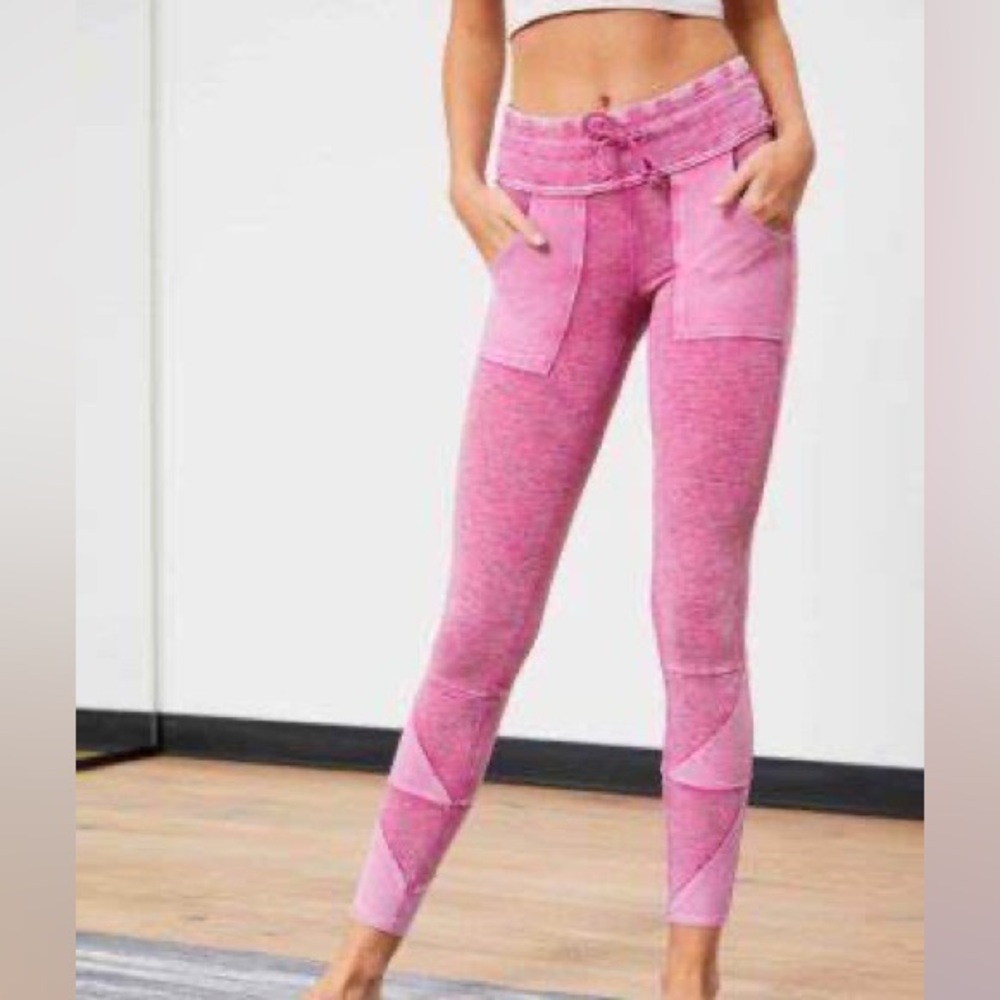 Free People Pink Tie Waisted Pocket FP Movement Yoga Leggings Pants